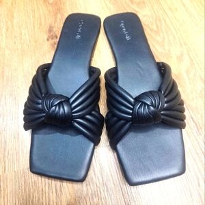 OPEN EDIT Black Women's Knotted Slide Sandals SIZE 8M NEW NEW.
